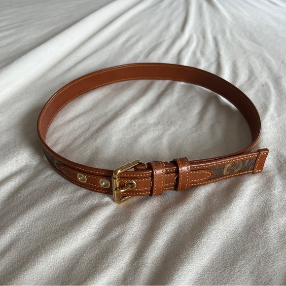 Louis Vuitton Accessories - Louis Vuitton Echarpe Tan Leather Logo Belt 85 cm 34”